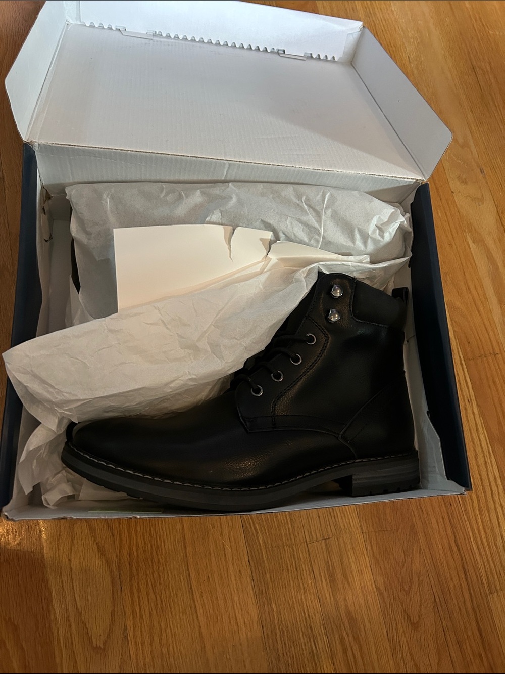 NWT Men's Black Leather Lace-Up Ankle Boots